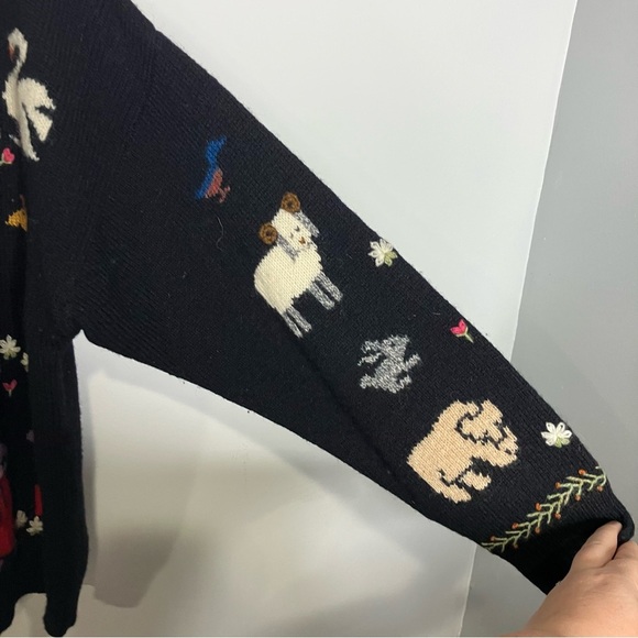 Vintage Susan Bristol 2 by 2 Noah’s Ark hand knit wool sweater womens size large - Picture 7 of 11